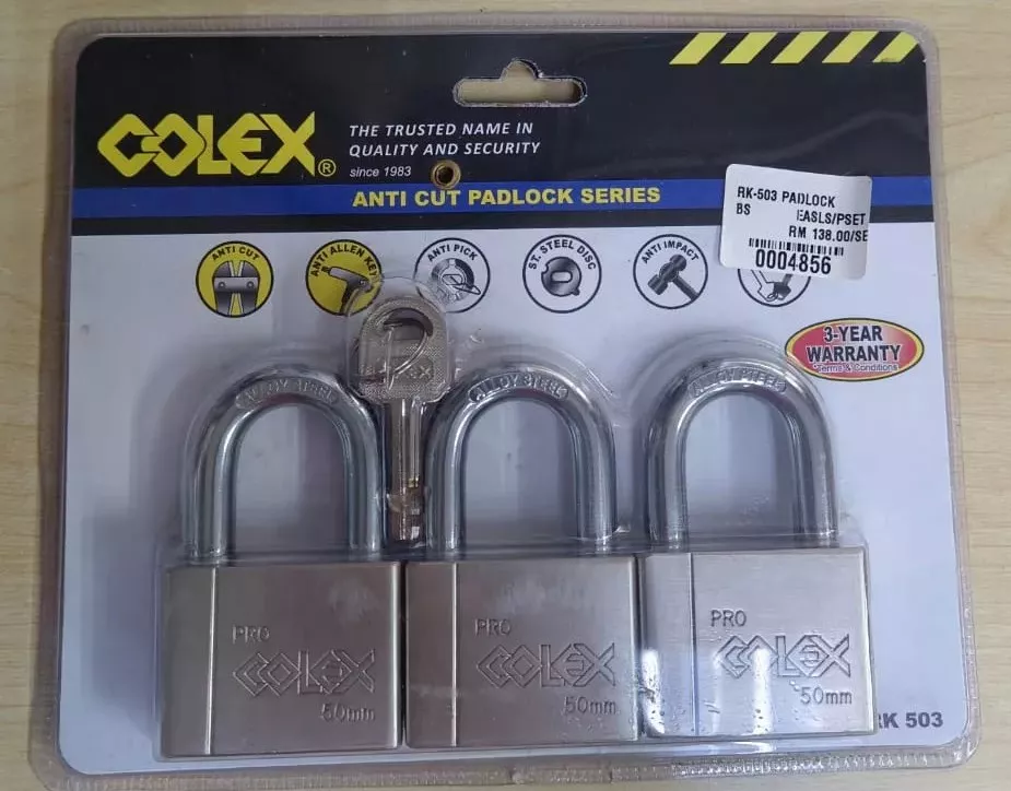 50mm x 3pcs Colex Anti-cut Padlock RK-503